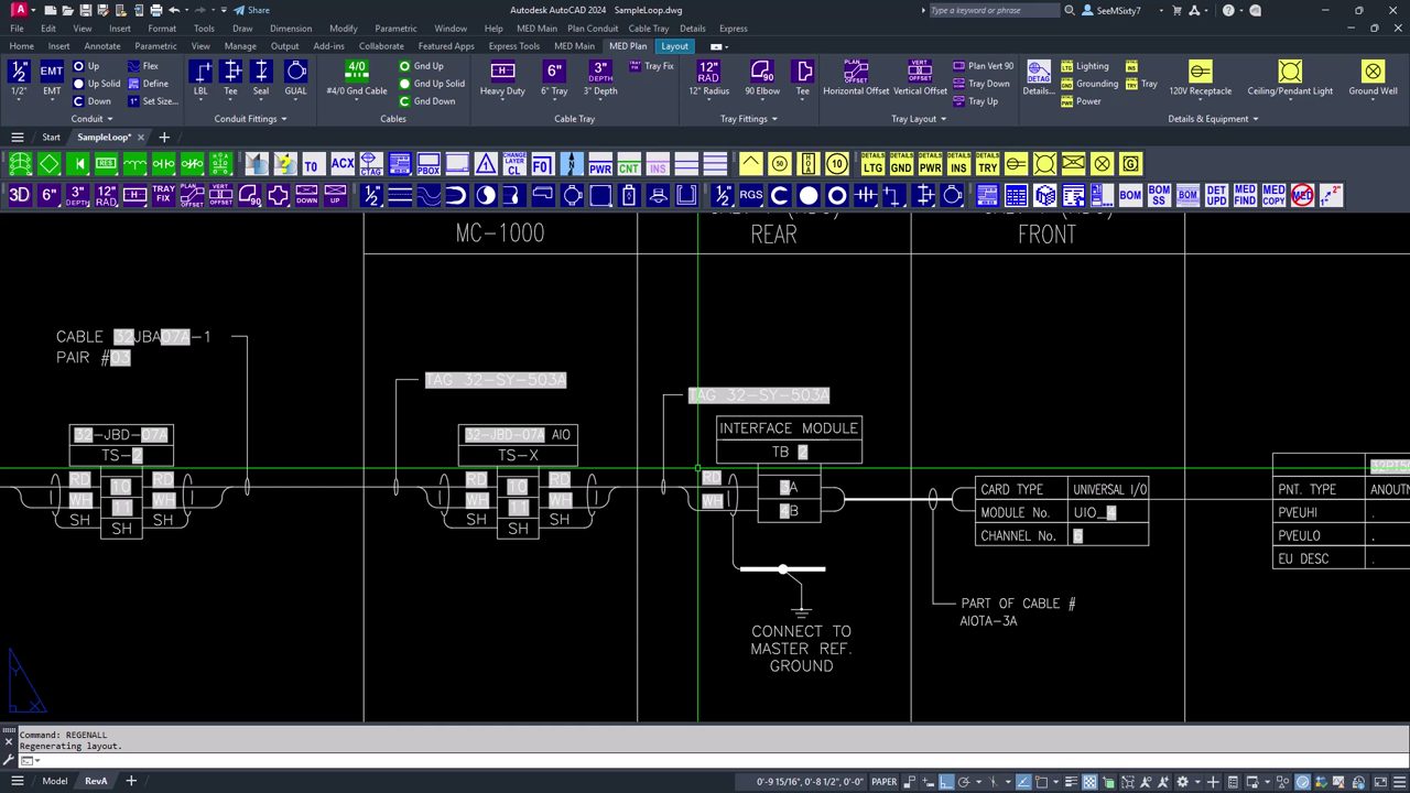 The same loop after REGENALL with tags, cable pair and terminals updated